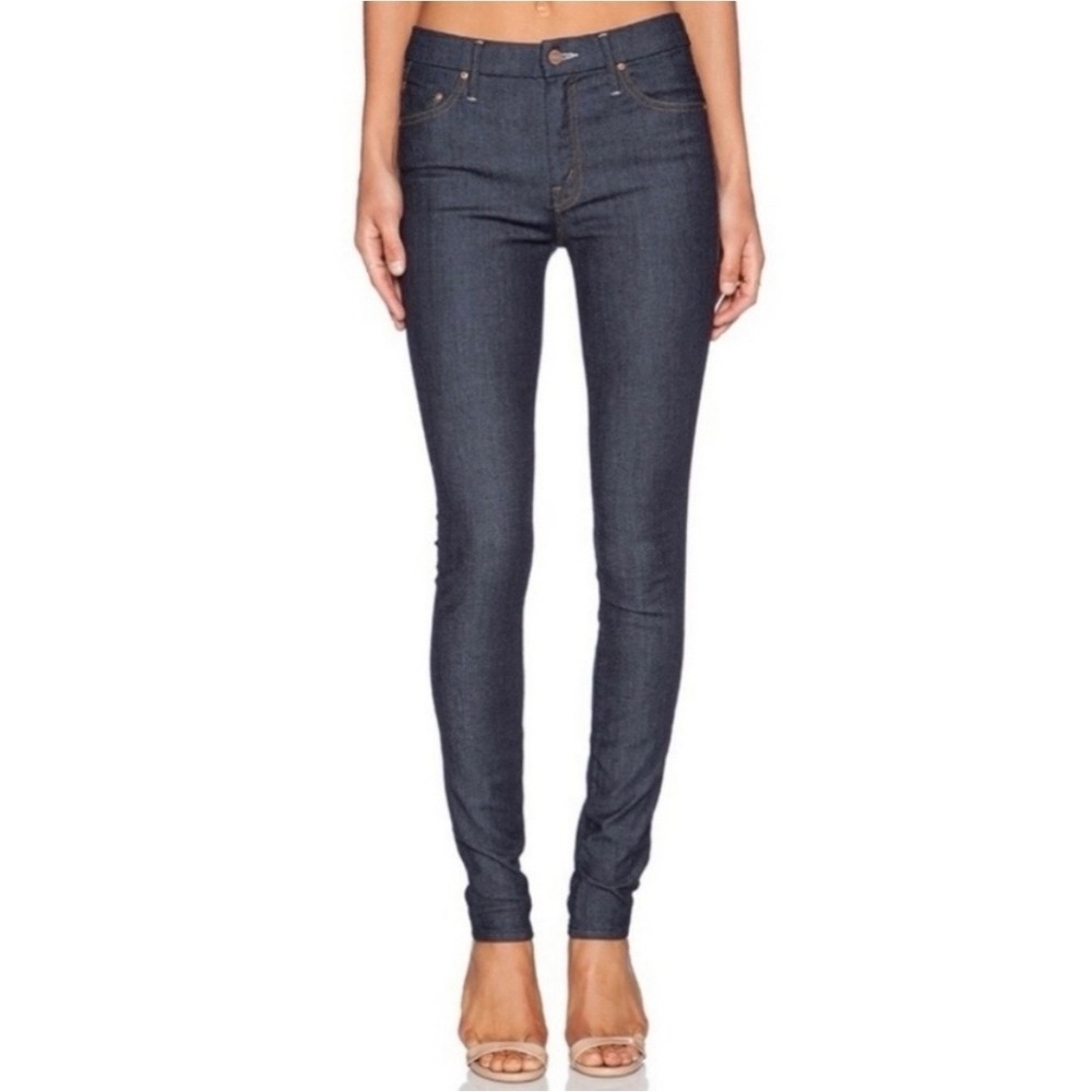 MOTHER High Waisted Looker Skinny Jeans Too Tough To Tame Dark Indigo Size 2